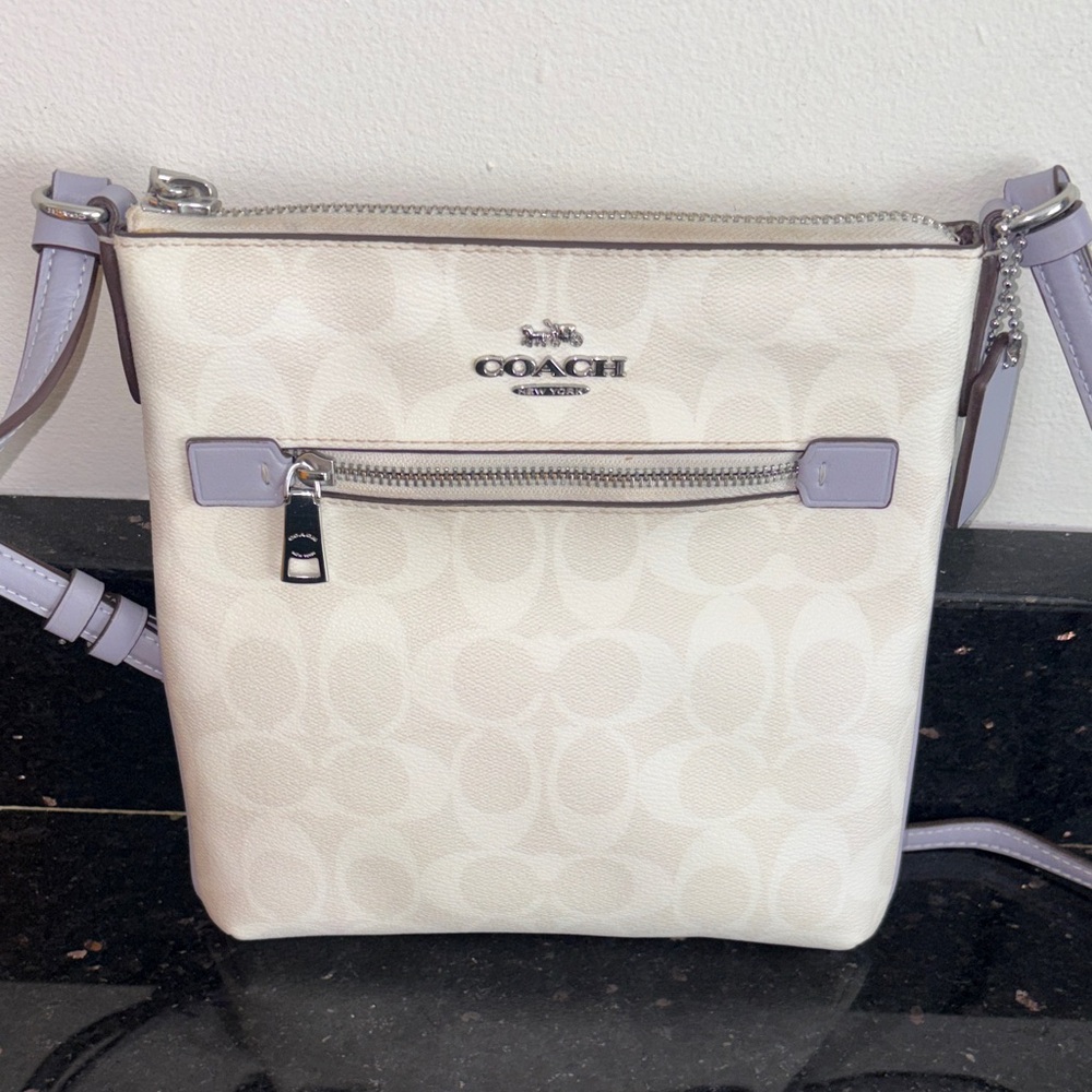 Coach White and Lavender Crossbody Bag